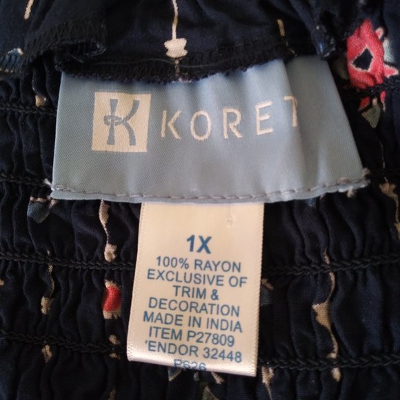 Vtg Y2K Koret Blue Geometric Print Midi Shift Dress Plus Size 1X Sleeveless - Picture 5 of 6